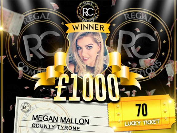 MEGAN MALLON FROM COUNTY TYRONE- WINNER OF £1000 CASH