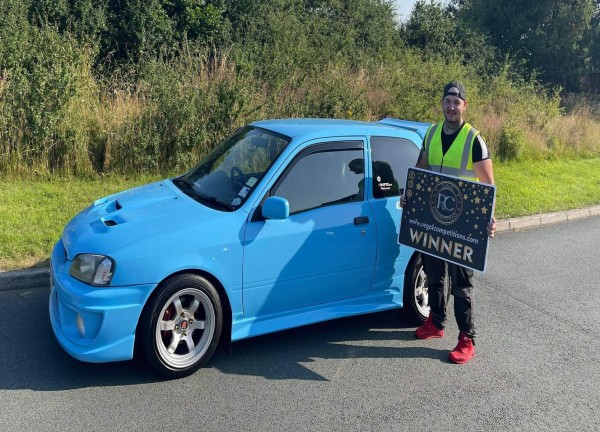 CONNER PALLATINA FROM SHOPSHIRE ENGLAND, WINNER OF BLUE TOYOTA GLANZA