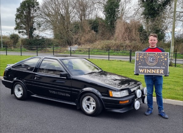 OWEN O'SULLIVAN FROM COUNTY CORK- WINNER OF 1987 BLACK TOYOTA COROLLA TWINCAM