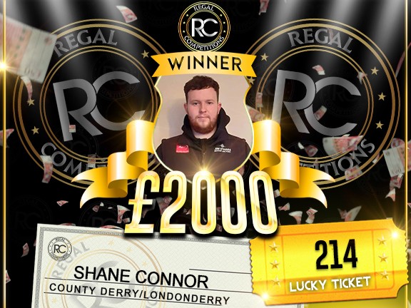 SHANE CONNOR FROM COUNTY DERRY/LONDONDERRY-WINNER OF £2000 CASH