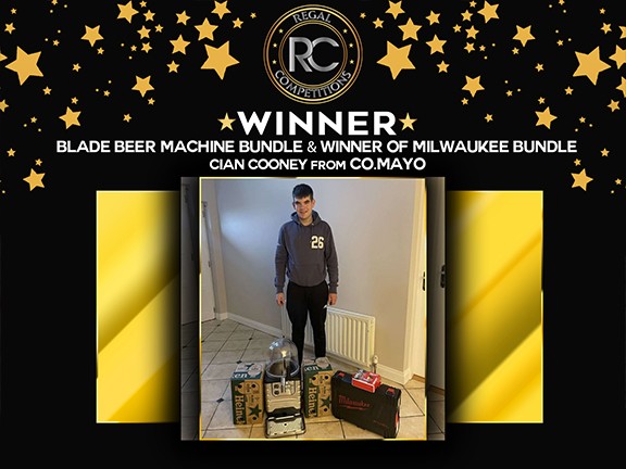 CIAN COONEY FROM COUNTY MAYO- WINNER OF BEER BUNDLE & MILWAUKEE BUNDLE