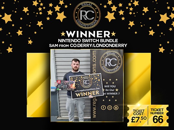 SAM MOORE FROM COUNTY DERRY/LONDONDERRY-WINNER OF NINTENDO SWITCH BUNDLE