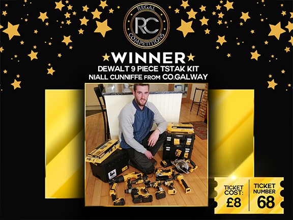 NIALL CUNNIFFE FROM COUNTY GALWAY-WINNER OF DEWALT BUNDLE