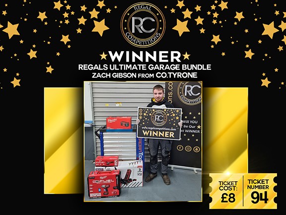 ZACH GIBSON FROM COUNTY TYRONE-WINNER OF REGALS ULTIMATE GARAGE BUNDLE
