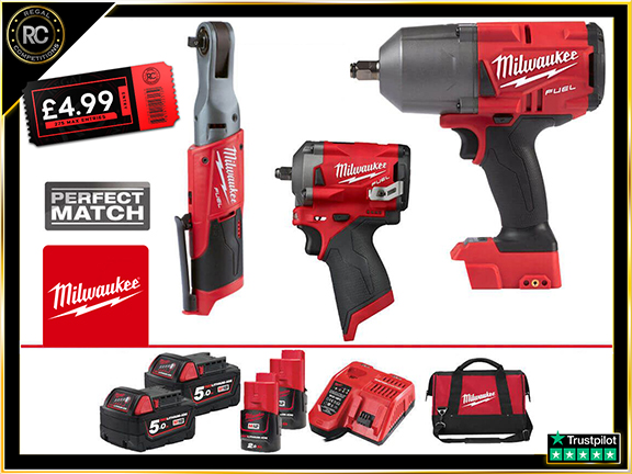 MILWAUKEE 3 PIECE PERFECT MATCH POWER PACK BUNDLE