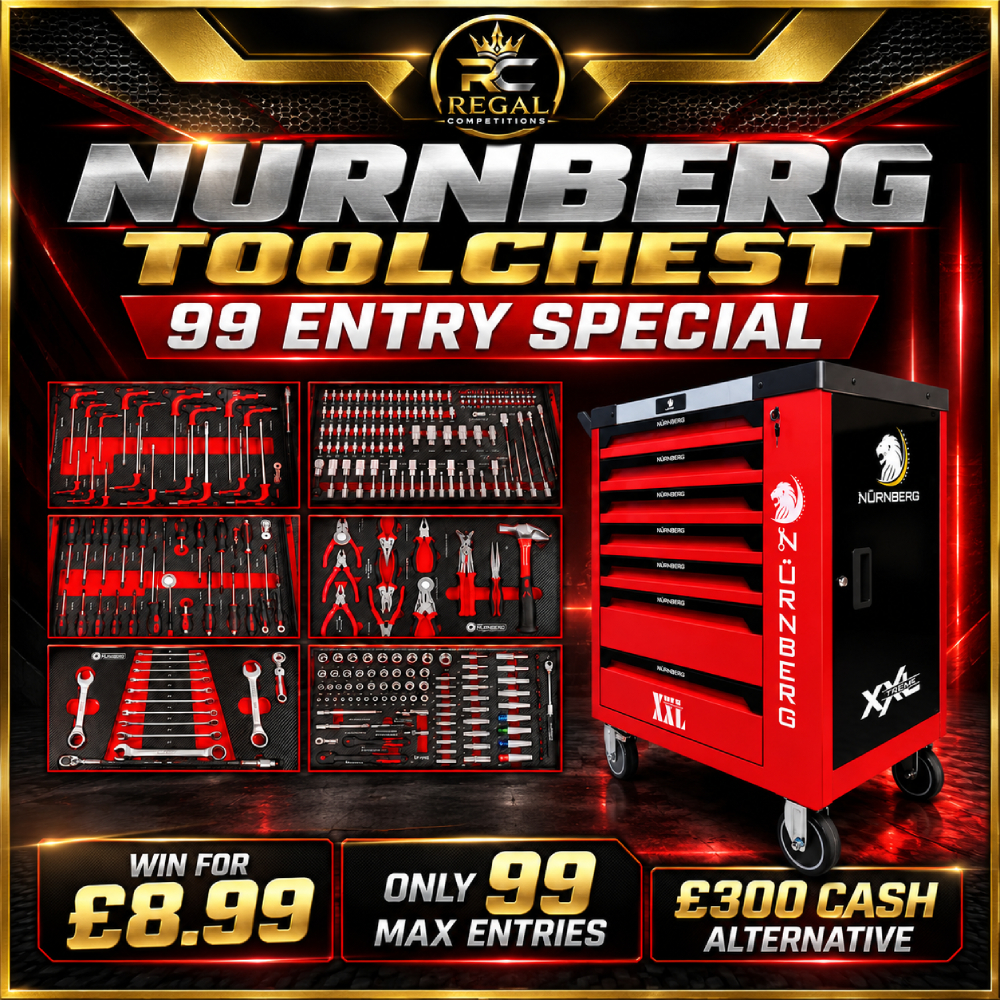 £300 CASH OR RED NURNBERG TOOLCHEST- 99 ENTRIES