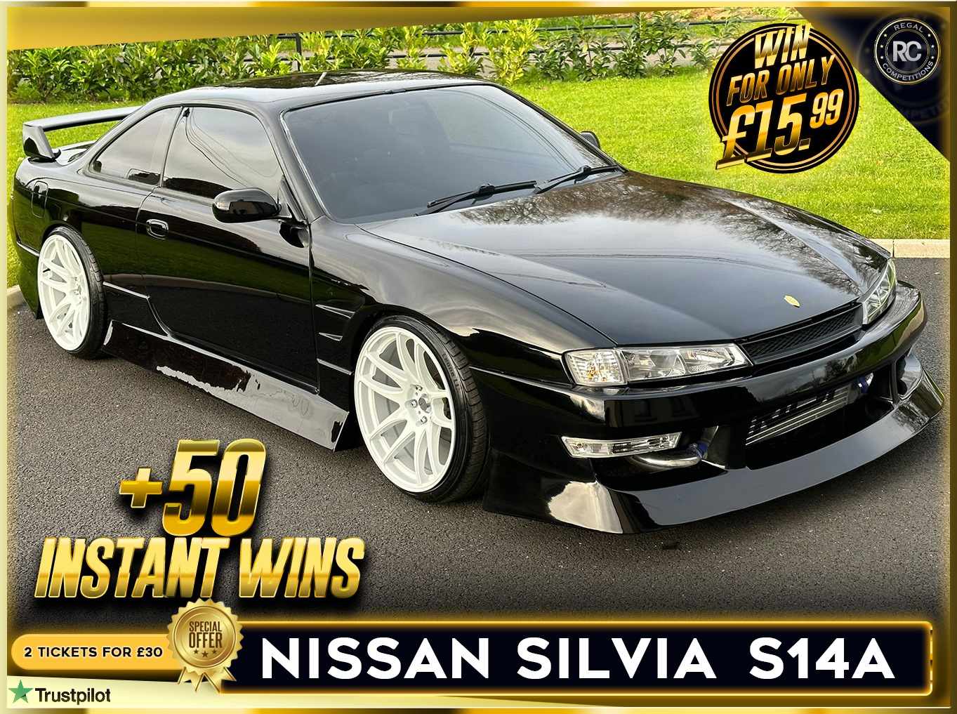 BLACK NISSAN SILVIA S14A + 50 INSTANT WINS