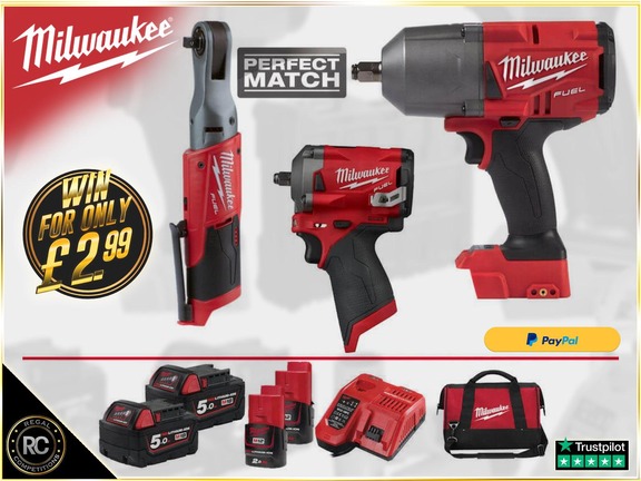 MILWAUKEE 3 PIECE PERFECT MATCH POWER PACK BUNDLE